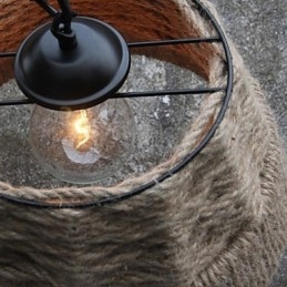 Retro Håndlaget Hamptau-Lysekronelampe I Industriell Landlig Stil