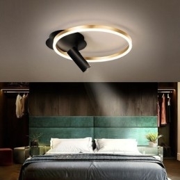 Taklampe Med Børstet Gullfarget Halo-Ringbelysning Spotlight