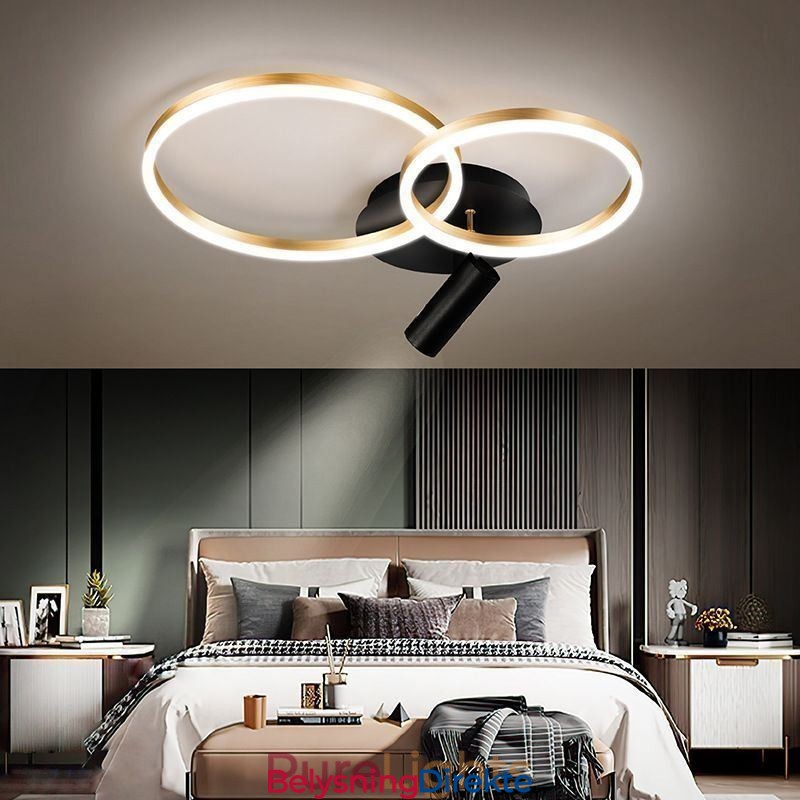 Taklampe Med Børstet Gullfarget Halo-Ringbelysning Spotlight