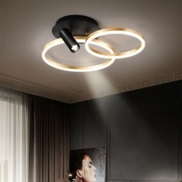 Taklampe Med Børstet Gullfarget Halo-Ringbelysning Spotlight