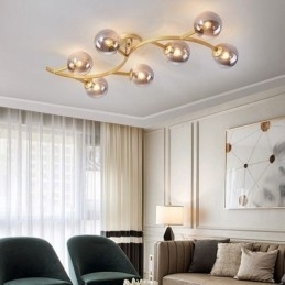 Moderne Minimalistisk Gren Innfelt Glasskuletaklampe