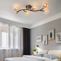 Moderne Minimalistisk Gren Innfelt Glasskuletaklampe