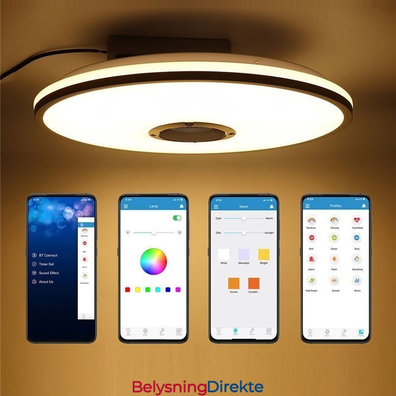 Fargerik Taklampe Med Innfelt Montering Og Timerfunksjon For Bluetooth-Høyttaler