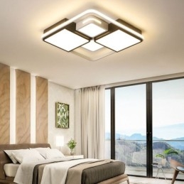 Moderne, Innfelt Taklampe I Akryl, Firkantet, Svart Og Hvit Lampe