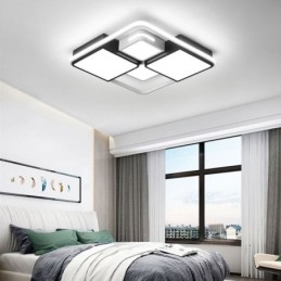 Moderne, Innfelt Taklampe I Akryl, Firkantet, Svart Og Hvit Lampe