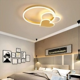 Moderne Akryl, Innfelt, Gullfarget, Dobbelthjertetaklampe