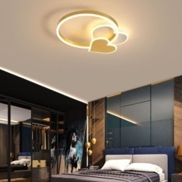 Moderne Akryl, Innfelt, Gullfarget, Dobbelthjertetaklampe
