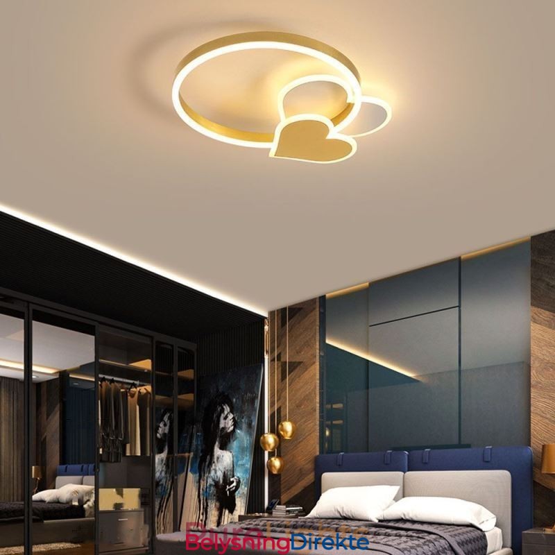 Moderne Akryl, Innfelt, Gullfarget, Dobbelthjertetaklampe
