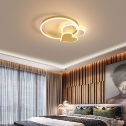 Moderne Akryl, Innfelt, Gullfarget, Dobbelthjertetaklampe