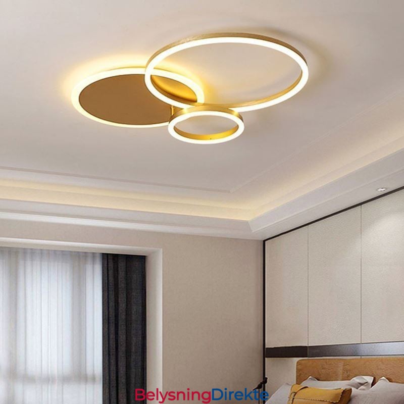 Moderne, Innfelt, Rund, Gullfarget Taklampe