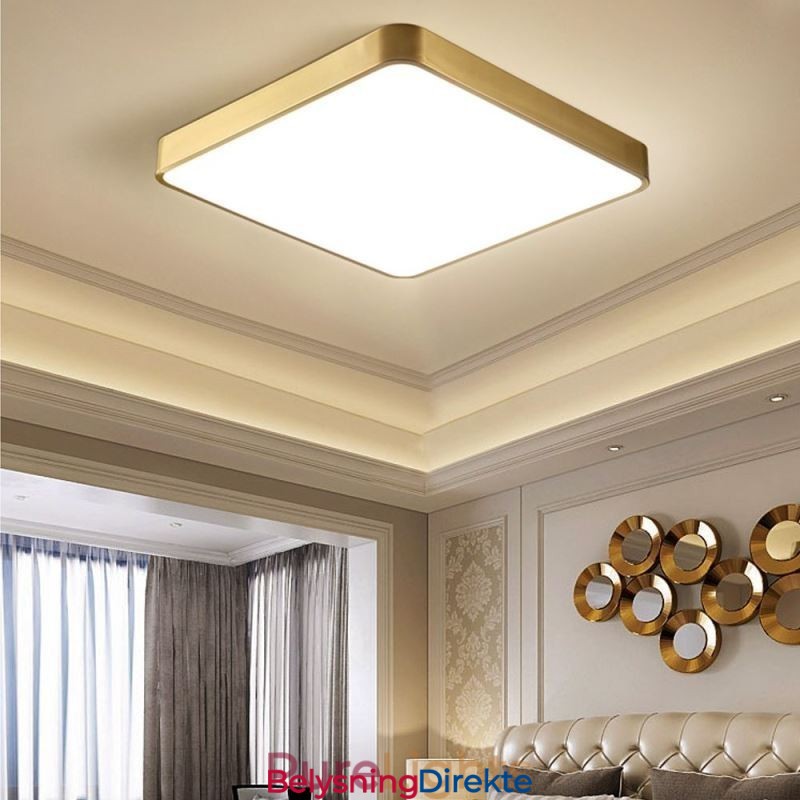 Minimalistisk Akryl Firkantet Gullfarget Taklampe I Innfelt Form