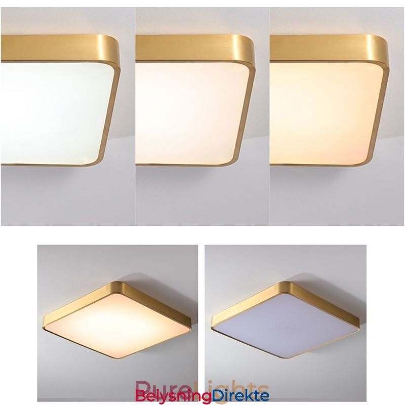 Minimalistisk Akryl Firkantet Gullfarget Taklampe I Innfelt Form