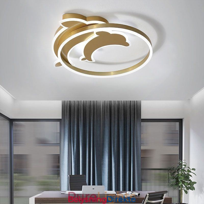 Gullfarget Dolphin Taklampe Med Innfelt Takmontering