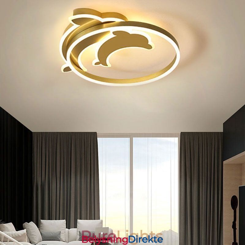 Gullfarget Dolphin Taklampe Med Innfelt Takmontering