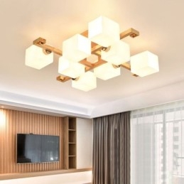 Nordisk Innfelt Taklampe Kreativ Varm Lampe I Massivt Tre