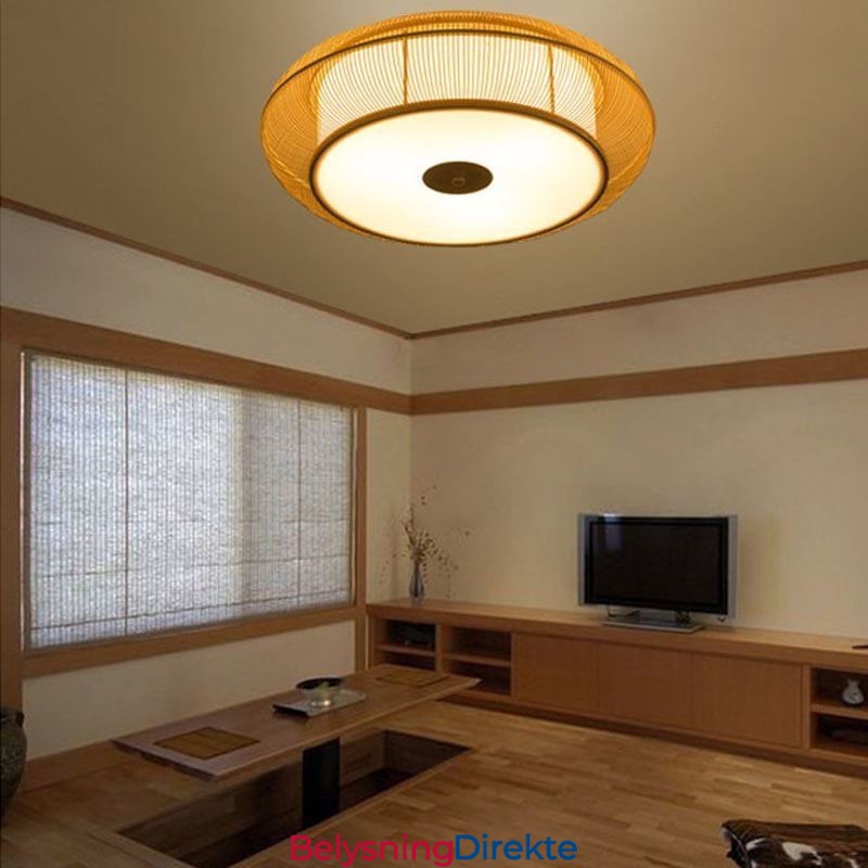 Kinesisk Spesial Bambus Innfelt Kreativ Japansk Rund Taklampe