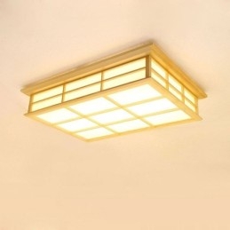 Japansk Kubeformet Taklampe I Massivt Tre
