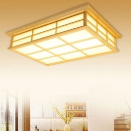 Japansk Kubeformet Taklampe I Massivt Tre