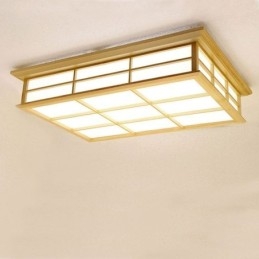 Japansk Kubeformet Taklampe I Massivt Tre