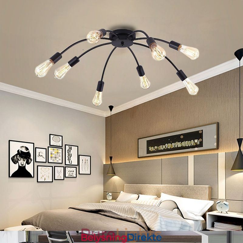 Taklampe Med Edderkopp, Antikk Klassisk Innfelt Spisestuelampe, 8-10 Armer