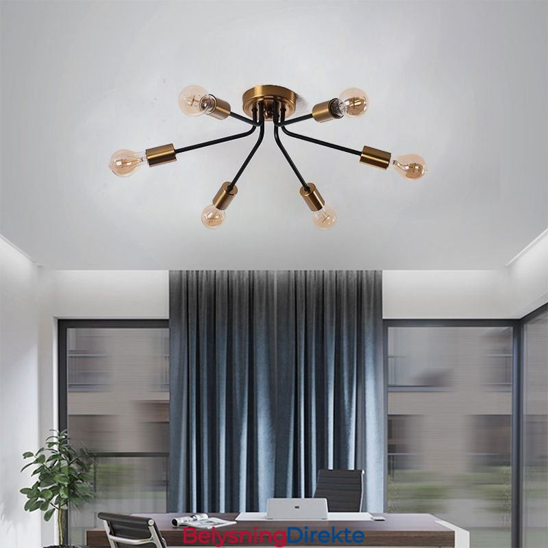 Sputnik Lysekrone Med 6 Lys, Delvis Innfelt Taklampe