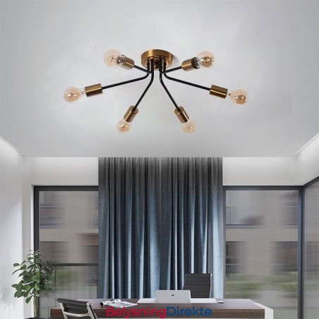 Sputnik Lysekrone Med 6 Lys, Delvis Innfelt Taklampe