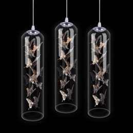 Glass Pendellampe Kreativ Nordisk Sylinderlampe Sommerfugllampe
