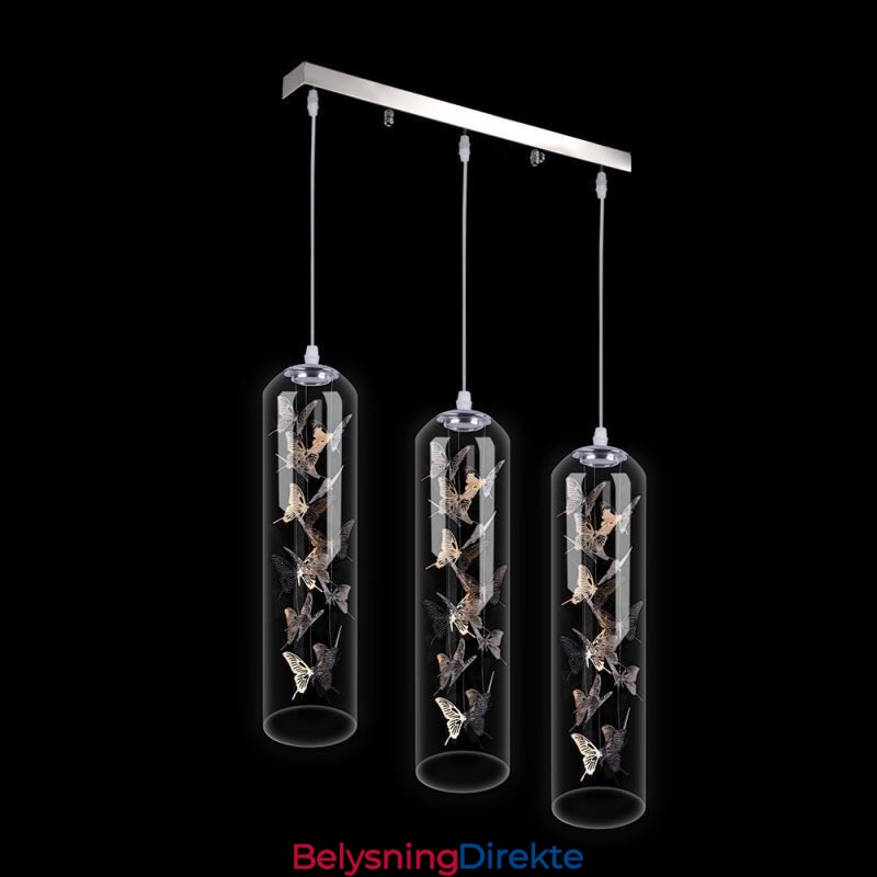 Glass Pendellampe Kreativ Nordisk Sylinderlampe Sommerfugllampe