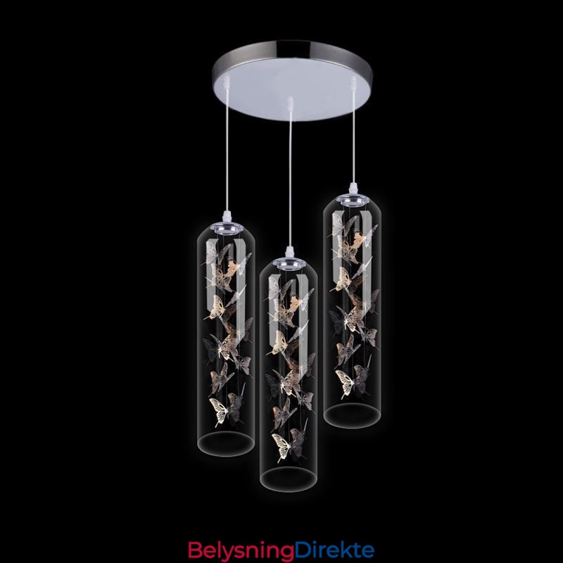 Glass Pendellampe Kreativ Nordisk Sylinderlampe Sommerfugllampe