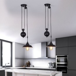 Industriell Gårdshus-Pendellampe Med Triss, Uttrekkbar Design, Justerbar Høyde