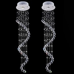 Krystall Pendellampe Lysekronebelysning 1 Lys Sølv Canpoy Klar K9 Krystall Helix Taklampe H120 Cm