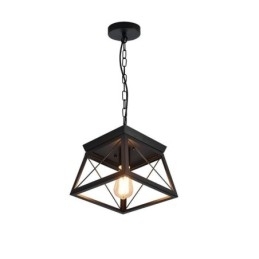 Vintage Trapesformet Anhengslampe I Metall, Svart Taklampe