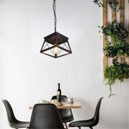 Vintage Trapesformet Anhengslampe I Metall, Svart Taklampe