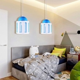 Slottformet Pendellampe Moderne Blå Og Hvit Fargelampe