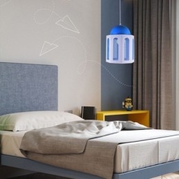 Slottformet Pendellampe Moderne Blå Og Hvit Fargelampe