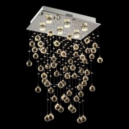 Moderne Krystalllysekrone Med Innfelt Taklampe