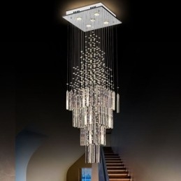 Moderne Firkantet Krystalllysekrone Moderne Elegant Taklampe Tosidig Trapp