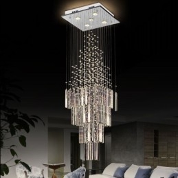 Moderne Firkantet Krystalllysekrone Moderne Elegant Taklampe Tosidig Trapp
