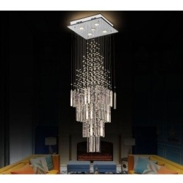 Moderne Firkantet Krystalllysekrone Moderne Elegant Taklampe Tosidig Trapp