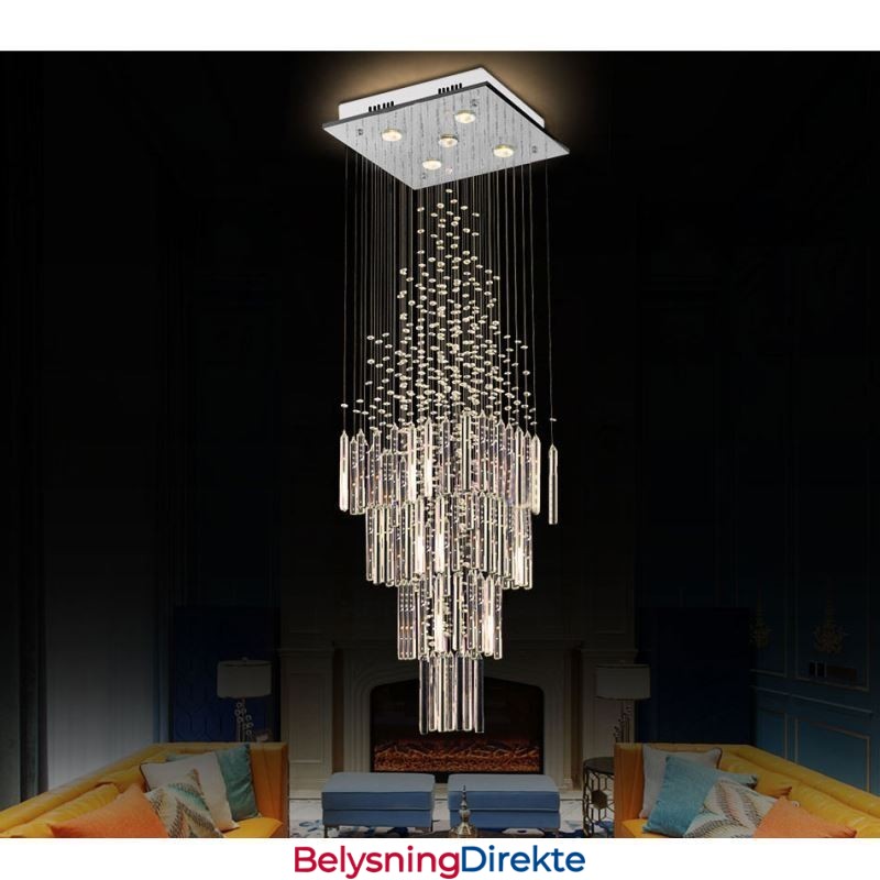 Moderne Firkantet Krystalllysekrone Moderne Elegant Taklampe Tosidig Trapp