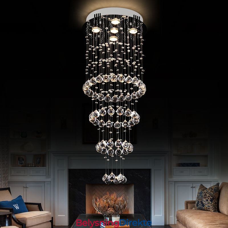Krystalllysekrone Moderne Elegant Taklampe Tosidig Trapp