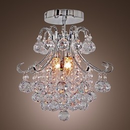 Moderne Samtids Krystall Mini-Style Galvanisert Metall Lysekrone Innfelt Montering