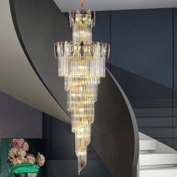 Krystall Pendellampe Dupleks Konisk Dekorativ Taklampe 70 Cm