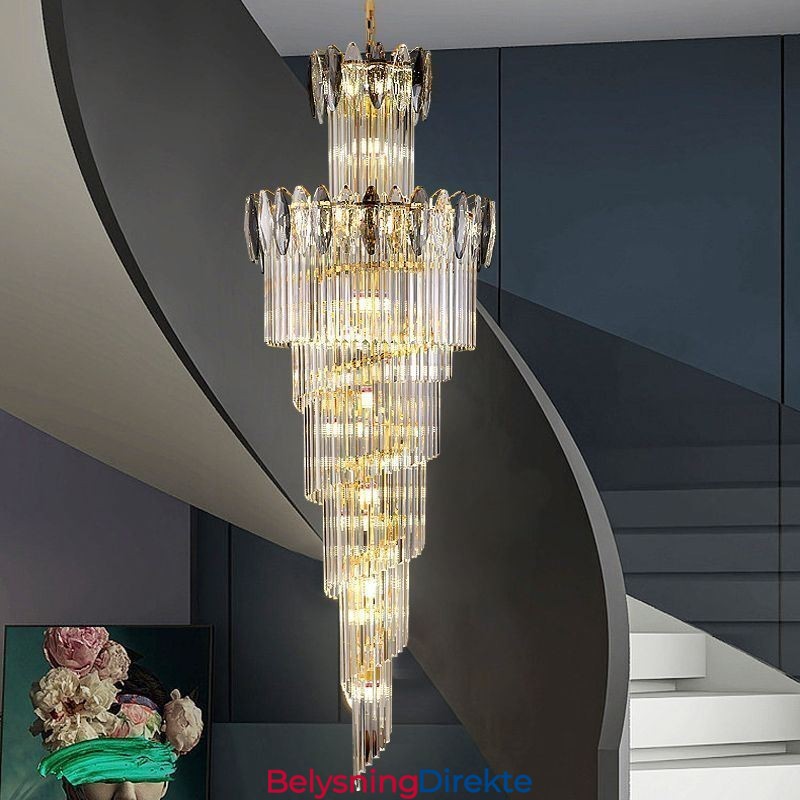 Krystall Pendellampe Dupleks Konisk Dekorativ Taklampe 70 Cm