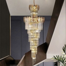 Krystall Pendellampe Dupleks Konisk Dekorativ Taklampe 70 Cm