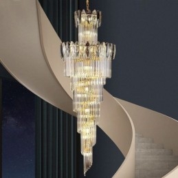 Krystall Pendellampe Dupleks Konisk Dekorativ Taklampe 70 Cm