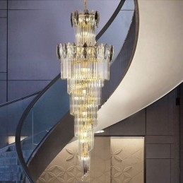 Krystall Pendellampe Dupleks Konisk Dekorativ Taklampe 70 Cm