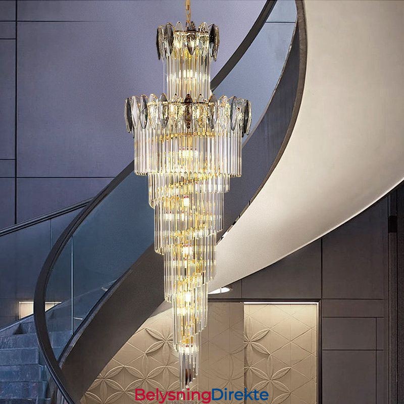 Krystall Pendellampe Dupleks Konisk Dekorativ Taklampe 70 Cm
