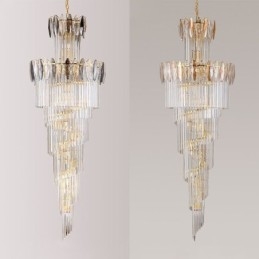 Krystall Pendellampe Dupleks Konisk Dekorativ Taklampe 70 Cm