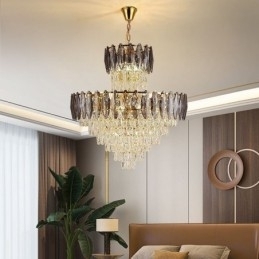 Konisk Krystall Pendellampe Dupleks Dekorativ Taklampe 80 Cm